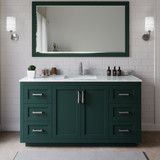 Wyndham WCF292966SGECMUNSM58 Miranda 66 Inch Single Bathroom Vanity in Green, White Carrara Marble Countertop, Undermount Square Sink, Brushed Nickel Trim, 58 Inch Mirror
