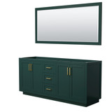 Wyndham WCF292972DGDCXSXXM70 Miranda 72 Inch Double Bathroom Vanity in Green, No Countertop, No Sink, Brushed Gold Trim, 70 Inch Mirror