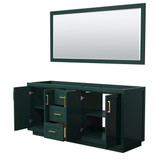 Wyndham WCF292972DGDCXSXXM70 Miranda 72 Inch Double Bathroom Vanity in Green, No Countertop, No Sink, Brushed Gold Trim, 70 Inch Mirror