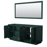 Wyndham WCF292972DGKCXSXXM70 Miranda 72 Inch Double Bathroom Vanity in Green, No Countertop, No Sink, Matte Black Trim, 70 Inch Mirror