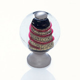 JVJ Satin Nickel 30 mm (1 3/16") Round Glass Door Knob - Clear With Twisted Red on Gold - 47546
