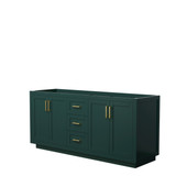 Wyndham WCF292972DGDCXSXXMXX Miranda 72 Inch Double Bathroom Vanity in Green, No Countertop, No Sink, Brushed Gold Trim