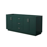 Wyndham WCF292972DGECXSXXMXX Miranda 72 Inch Double Bathroom Vanity in Green, No Countertop, No Sink, Brushed Nickel Trim
