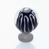 JVJ Satin Nickel 30 mm (1 3/16") Round Glass Door Knob - Clear With Zebra Stripes - 47446