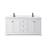 Wyndham WCV232372DWBWCUNSMXX Avery 72 Inch Double Bathroom Vanity in White, White Cultured Marble Countertop, Undermount Square Sinks, Matte Black Trim Wyndham WCV232372DWBWCUNSMXX Avery 72 Inch Double Bathroom Vanity in White, White Cultured Marble Countertop, Undermount Square Sinks, Matte Black Trim