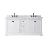 Wyndham WCV232372DWBCMUNOMXX Avery 72 Inch Double Bathroom Vanity in White, White Carrara Marble Countertop, Undermount Oval Sinks, Matte Black Trim Wyndham WCV232372DWBCMUNOMXX Avery 72 Inch Double Bathroom Vanity in White, White Carrara Marble Countertop, Undermount Oval Sinks, Matte Black Trim