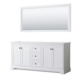 Wyndham WCV232372DWBCXSXXM70 Avery 72 Inch Double Bathroom Vanity in White, No Countertop, No Sinks, Matte Black Trim, 70 Inch Mirror