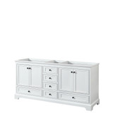 Wyndham WCS202072DWBCXSXXMXX Deborah 72 Inch Double Bathroom Vanity in White, No Countertop, No Sinks, Matte Black Trim