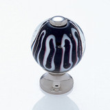 JVJ Polished Nickel 30 mm (1 3/16") Round Glass Door Knob - Clear With Zebra Stripes - 47414