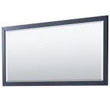 Wyndham WCV252580DBBCXSXXM70 Daria 80 Inch Double Bathroom Vanity in Dark Blue, No Countertop, No Sink, Matte Black Trim, 70 Inch Mirror