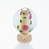JVJ 24 K Gold Plated 30 mm (1 3/16") Round Glass Door Knob - Clear With Yellow Center and Purple and Green Specs - 47124