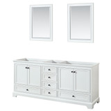 Wyndham WCS202080DWBCXSXXM24 Deborah 80 Inch Double Bathroom Vanity in White, No Countertop, No Sinks, Matte Black Trim, 24 Inch Mirrors