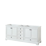 Wyndham WCS202080DWBCXSXXMXX Deborah 80 Inch Double Bathroom Vanity in White, No Countertop, No Sinks, Matte Black Trim