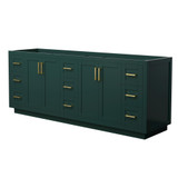 Wyndham WCF292984DGDCXSXXMXX Miranda 84 Inch Double Bathroom Vanity in Green, No Countertop, No Sink, Brushed Gold Trim Wyndham WCF292984DGDCXSXXMXX Miranda 84 Inch Double Bathroom Vanity in Green, No Countertop, No Sink, Brushed Gold Trim