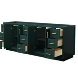 Wyndham WCF292984DGDCXSXXMXX Miranda 84 Inch Double Bathroom Vanity in Green, No Countertop, No Sink, Brushed Gold Trim Wyndham WCF292984DGDCXSXXMXX Miranda 84 Inch Double Bathroom Vanity in Green, No Countertop, No Sink, Brushed Gold Trim