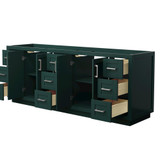 Wyndham WCF292984DGECXSXXMXX Miranda 84 Inch Double Bathroom Vanity in Green, No Countertop, No Sink, Brushed Nickel Trim Wyndham WCF292984DGECXSXXMXX Miranda 84 Inch Double Bathroom Vanity in Green, No Countertop, No Sink, Brushed Nickel Trim