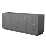 Wyndham WCF292984DKGCXSXXMXX Miranda 84 Inch Double Bathroom Vanity in Dark Gray, No Countertop, No Sink, Brushed Nickel Trim