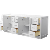 Wyndham WCF292984DWHCXSXXMXX Miranda 84 Inch Double Bathroom Vanity in White, No Countertop, No Sink, Brushed Nickel Trim