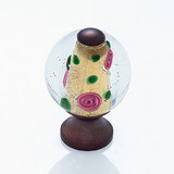 JVJ Old World Bronze 30 mm (1 3/16") Round Glass Door Knob - Clear With Yellow Center and Purple and Green Specs - 47112
