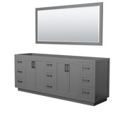 Wyndham WCF292984DGBCXSXXM70 Miranda 84 Inch Double Bathroom Vanity in Dark Gray, No Countertop, No Sink, Matte Black Trim, 70 Inch Mirror