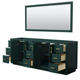 Wyndham WCF292984DGDCXSXXM70 Miranda 84 Inch Double Bathroom Vanity in Green, No Countertop, No Sink, Brushed Gold Trim, 70 Inch Mirror