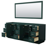 Wyndham WCF292984DGECXSXXM70 Miranda 84 Inch Double Bathroom Vanity in Green, No Countertop, No Sink, Brushed Nickel Trim, 70 Inch Mirror