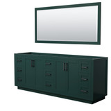 Wyndham WCF292984DGKCXSXXM70 Miranda 84 Inch Double Bathroom Vanity in Green, No Countertop, No Sink, Matte Black Trim, 70 Inch Mirror
