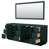 Wyndham WCF292984DGKCXSXXM70 Miranda 84 Inch Double Bathroom Vanity in Green, No Countertop, No Sink, Matte Black Trim, 70 Inch Mirror