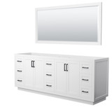 Wyndham WCF292984DWBCXSXXM70 Miranda 84 Inch Double Bathroom Vanity in White, No Countertop, No Sink, Matte Black Trim, 70 Inch Mirror