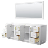 Wyndham WCF292984DWGCXSXXM70 Miranda 84 Inch Double Bathroom Vanity in White, No Countertop, No Sink, Brushed Gold Trim, 70 Inch Mirror Wyndham WCF292984DWGCXSXXM70 Miranda 84 Inch Double Bathroom Vanity in White, No Countertop, No Sink, Brushed Gold Trim, 70 Inch Mirror