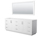 Wyndham WCF292984DWHCXSXXM70 Miranda 84 Inch Double Bathroom Vanity in White, No Countertop, No Sink, Brushed Nickel Trim, 70 Inch Mirror