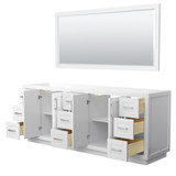 Wyndham WCF292984DWHCXSXXM70 Miranda 84 Inch Double Bathroom Vanity in White, No Countertop, No Sink, Brushed Nickel Trim, 70 Inch Mirror
