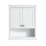 Wyndham WCS2020WCWG Deborah Over-the-Toilet Bathroom Wall-Mounted Storage Cabinet in White with Brushed Gold Trim