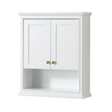 Wyndham WCS2020WCWG Deborah Over-the-Toilet Bathroom Wall-Mounted Storage Cabinet in White with Brushed Gold Trim