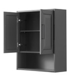 Wyndham  WCV2525WCGB Daria Over-the-Toilet Bathroom Wall-Mounted Storage Cabinet in Dark Gray with Matte Black Trim