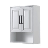 Wyndham WCV2525WCWB Daria Over-the-Toilet Bathroom Wall-Mounted Storage Cabinet in White with Matte Black Trim