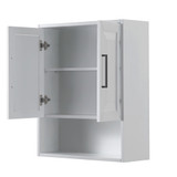 Wyndham WCV2525WCWB Daria Over-the-Toilet Bathroom Wall-Mounted Storage Cabinet in White with Matte Black Trim