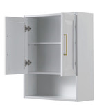 Wyndham WCV2525WCWG Daria Over-the-Toilet Bathroom Wall-Mounted Storage Cabinet in White with Brushed Gold Trim