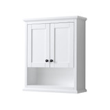 Wyndham WCV2323WCWB Avery Over-the-Toilet Bathroom Wall-Mounted Storage Cabinet in White with Matte Black Trim