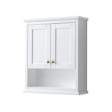 Wyndham WCV2323WCWG Avery Over-the-Toilet Bathroom Wall-Mounted Storage Cabinet in White with Brushed Gold Trim