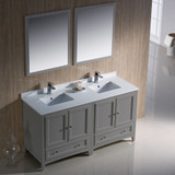 Fresca FVN20-3030GR Fresca Oxford 60" Gray Traditional Double Sink Bathroom Vanity