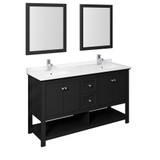 Fresca FVN2360BL-D Fresca Manchester 60" Black Traditional Double Sink Bathroom Vanity w/ Mirrors