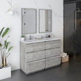 Fresca FVN31-2424ASH-FC Fresca Formosa 48" Floor Standing Double Sink Modern Bathroom Vanity w/ Mirrors in Ash