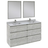 Fresca FVN31-3030ASH-FC Fresca Formosa 60" Floor Standing Double Sink Modern Bathroom Vanity w/ Mirrors in Ash