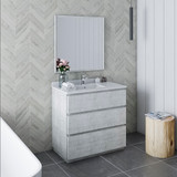 Fresca FVN3136RWH-FC Fresca Formosa 36" Floor Standing Modern Bathroom Vanity w/ Mirror in Rustic White
