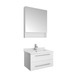 Fresca FVN6124WH-UNS Fresca Lucera 24" White Wall Hung Undermount Sink Modern Bathroom Vanity w/ Medicine Cabinet