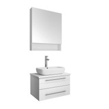 Fresca FVN6124WH-VSL Fresca Lucera 24" White Wall Hung Vessel Sink Modern Bathroom Vanity w/ Medicine Cabinet
