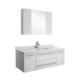 Fresca FVN6142WH-UNS Fresca Lucera 42" White Wall Hung Undermount Sink Modern Bathroom Vanity w/ Medicine Cabinet