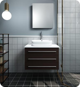 Fresca FVN6183ES-VSL Fresca FVN6183ES-VSL Modello 32" Espresso Wall Hung Modern Bathroom Vanity with Medicine Cabinet