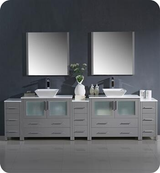 Fresca FVN62-108GR-VSL Fresca Torino 108" Gray Modern Double Sink Bathroom Vanity w/ 3 Side Cabinets & Vessel Sinks